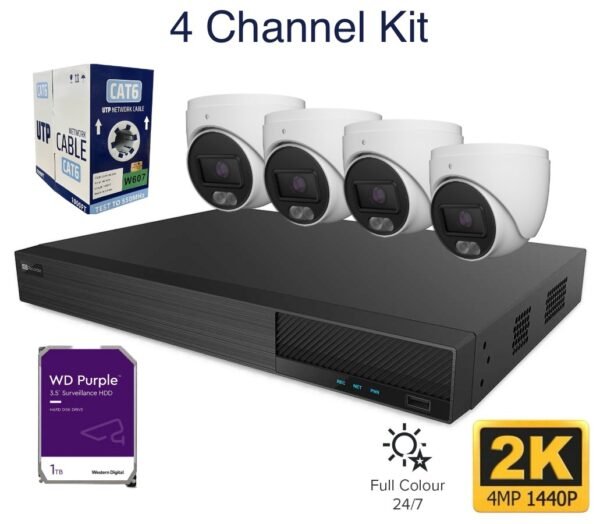 4 Channel 4MP Turret Camera Kit