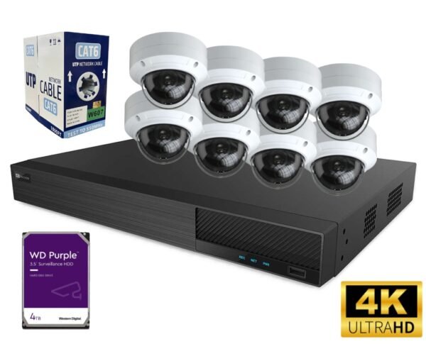 8 Channel 4K Dome Camera Kit