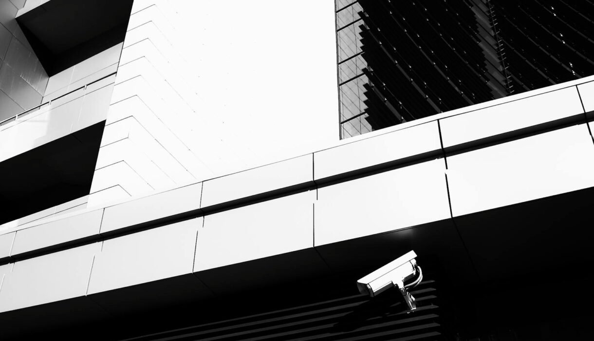 Commercial building with CCTV security cameras installed