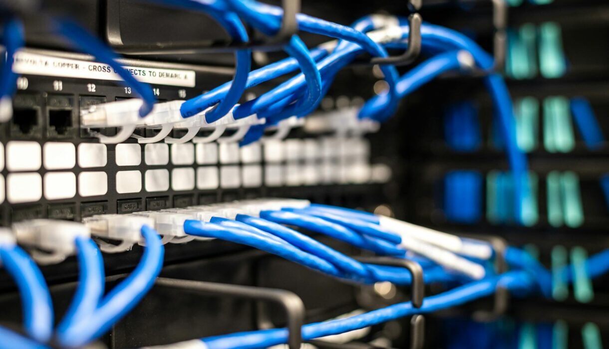 Cat6 network cable patch panel for PoE security camera installation