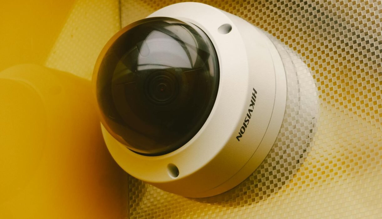 Wired security cameras mounted on wall — professional CCTV installation example